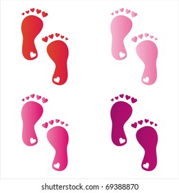 set of 4 foot steps with hearts