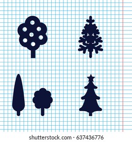 Set of 4 forest filled icons such as tree, pine-tree