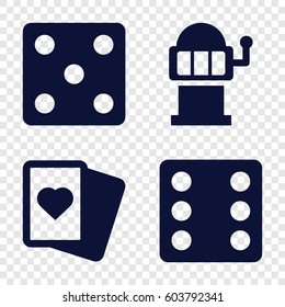 Set of 4 fortune filled icons such as Dice, Spades