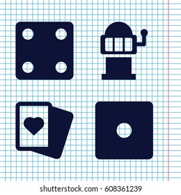 Set of 4 fortune filled icons such as Dice, Spades