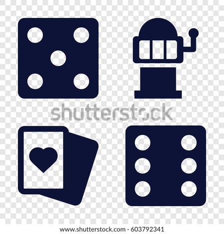 Set of 4 fortune filled icons such as Dice, Spades