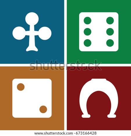 Set of 4 fortune filled icons such as clubs, dice