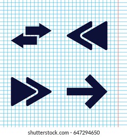 Set of 4 forward filled icons such as fast forward, play back, arrow