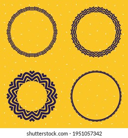 Conjunto de 4 cuadros, pieza de trabajo para su diseño. Elementos y motivos ornamentales. Decoración para el diseño de impresión. Elemento de desinge redondo. Vector.	