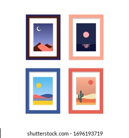 set of 4 frames with nice flat landscape and great colors