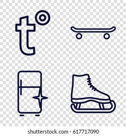  set of 4 freeze outline icons such as clean fridge, temperature, skating