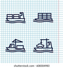 Set of 4 freighter outline icons such as 