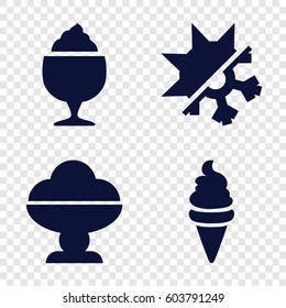 Set of 4 frozen filled icons such as ice cream, milkshake