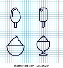 Set of 4 frozen outline icons such as milkshake