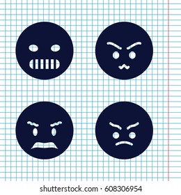 Set of 4 frustrated filled icons such as 