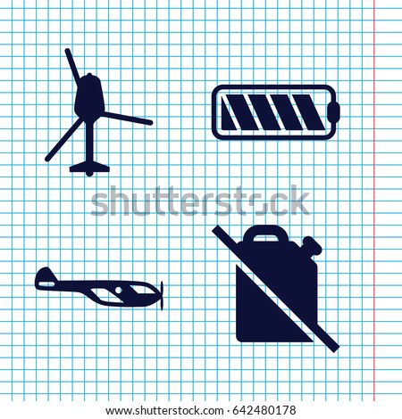 Set of 4 fuel filled icons such as helicopter, battery