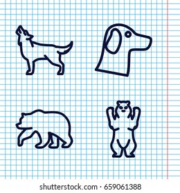 Set of 4 fur outline icons such as bear