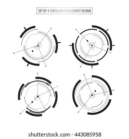 Set Of 4 Futuristic Icon Elements Design Tech Sci Fi Concept