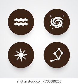 Set Of 4 Galaxy Icons Set.Collection Of Space, Solar, Water Bearer And Other Elements.