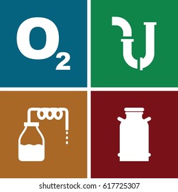 set of 4 gas filled icons such as canister, pipe