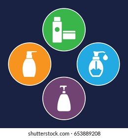 Set of 4 gel filled icons such as soap, bottle soap