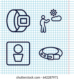 Set of 4 gentleman outline icons such as man wc, belt