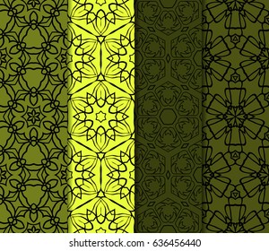 set of 4 geometric Ornamental flower lace pattern. Endless Texture. vector illustration.