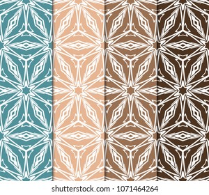 set of 4 geometric pattern, floral lace geometric ornament. Ethnic beautiful ornament. Vector illustration. For greeting cards, invitations, cover book, fabric, scrapbooks.