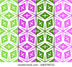 set of 4 geometric pattern, floral lace geometric ornament. Ethnic beautiful ornament. Vector illustration. For greeting cards, invitations, cover book, fabric, scrapbooks.