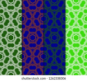 Set Of 4 Geometric Pattern, Floral Lace Geometric Ornament. Ethnic Beautiful Ornament. Vector Illustration. For Greeting Cards, Invitations, Cover Book, Fabric, Scrapbooks.