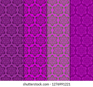 Set Of 4 Geometric Pattern, Floral Lace Geometric Ornament. Ethnic Ornament. Vector Illustration. For Greeting Cards, Invitations, Cover Book, Fabric, Scrapbooks.