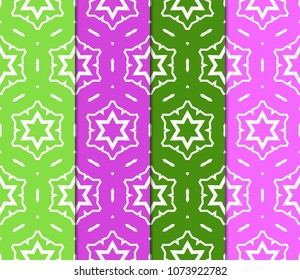 Set of 4 Geometric Patterns in Arabian Style. Seamless Monochrome Colors Linear Background. Line Art. For Fashion Background, Wallpaper, Home Decor, Interior Design.