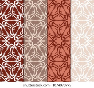Set of 4 Geometric Patterns in Arabian Style. Seamless Monochrome Colors Linear Background. Line Art. For Fashion Background, Wallpaper, Home Decor, Interior Design.