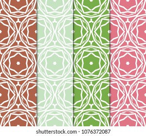 Set of 4 Geometric Patterns in Arabian Style. Seamless Monochrome Colors Linear Background. Line Art. For Fashion Background, Wallpaper, Home Decor, Interior Design.