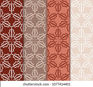 Set of 4 Geometric Patterns in Arabian Style. Seamless Monochrome Colors Linear Background. Line Art. For Fashion Background, Wallpaper, Home Decor, Interior Design.
