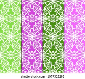 Set of 4 Geometric Patterns in Arabian Style. Seamless Monochrome Colors Linear Background. Line Art. For Fashion Background, Wallpaper, Home Decor, Interior Design.