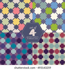 Set of 4 geometric patterns of different colors