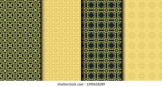 Set of 4 geometric seamless geometric pattern. Modern design. Vector illustration.