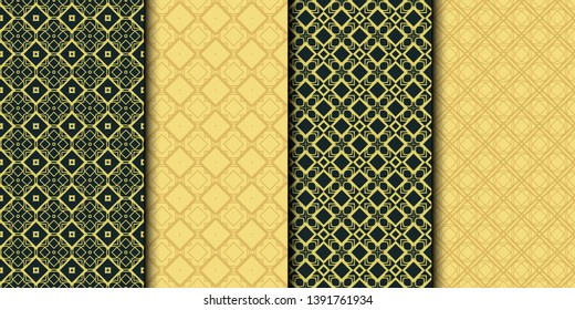 Set of 4 geometric seamless geometric pattern. Modern design. Vector illustration.
