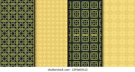 Set of 4 geometric seamless geometric pattern. Modern design. Vector illustration.