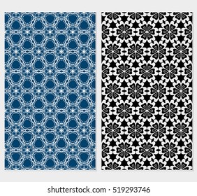 set of 4 geometry seamless pattern. abstract floral ornament. vector illustration. For design, wallpaper, background fills, card, banner. color