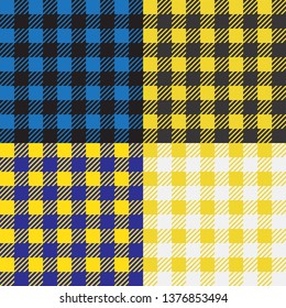 Set of 4 gingham vichy patterns for picnic blanket or tablecloth design