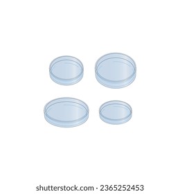 Set of 4 glass petri dish icons, simple vector illustration design. Medical carttoon symbol to use in websites, lectures, presentations, etc