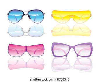 Set of 4 glossy trendy sunglasses