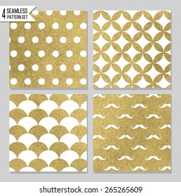 Set of 4 gold seamless patterns