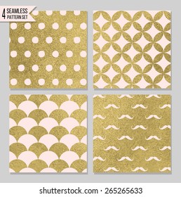 Set of 4 gold seamless patterns