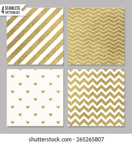 Set of 4 gold seamless patterns