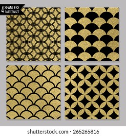 Set of 4 gold seamless patterns