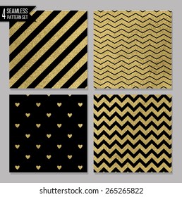 Set of 4 gold seamless patterns