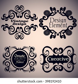Set of 4 gothic frame. Vintage design elements. Vector illustration, eps10