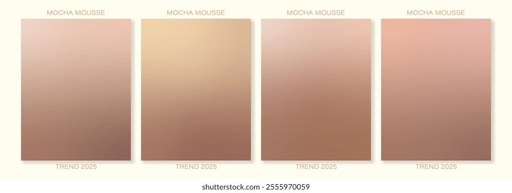 Set of 4 gradient backgrounds inspired by Mocha mousse - the trendy color of 2025. For brochures, booklets, posters, branding, social media, business cards and more.