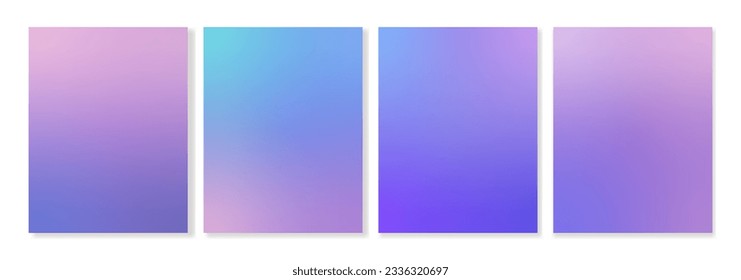 Set of 4  gradient backgrounds in pink, blue and violet colors with soft transitions. For brochures, booklets, banners, wallpapers, business cards, social media and other projects. For web and print.