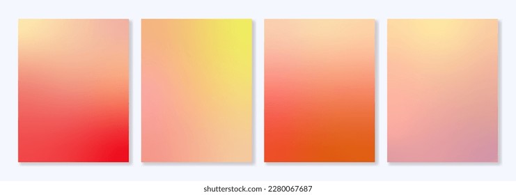 Set 4 gradient backgrounds in red  orange  pink   yellow colors and soft transitions  Great for covers  branding  wallpapers  social media   more  Vector  can be used for web   print 