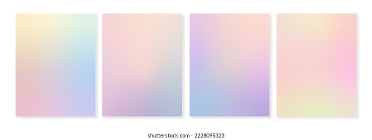 Set of 4 gradient backgrounds in soft pastel colors. For brochures, booklets, posters, business cards, social media and other modern projects. For web and print.