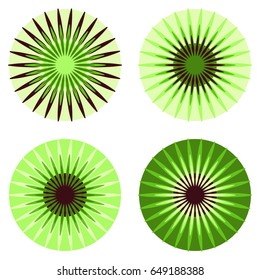 set of 4 graphic daisy flowers in green shades